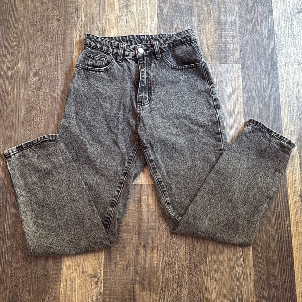 SHEIN Gray Black High Rise Waist Mom Denim Jeans Women’s Size Small - Picture 2 of 9
